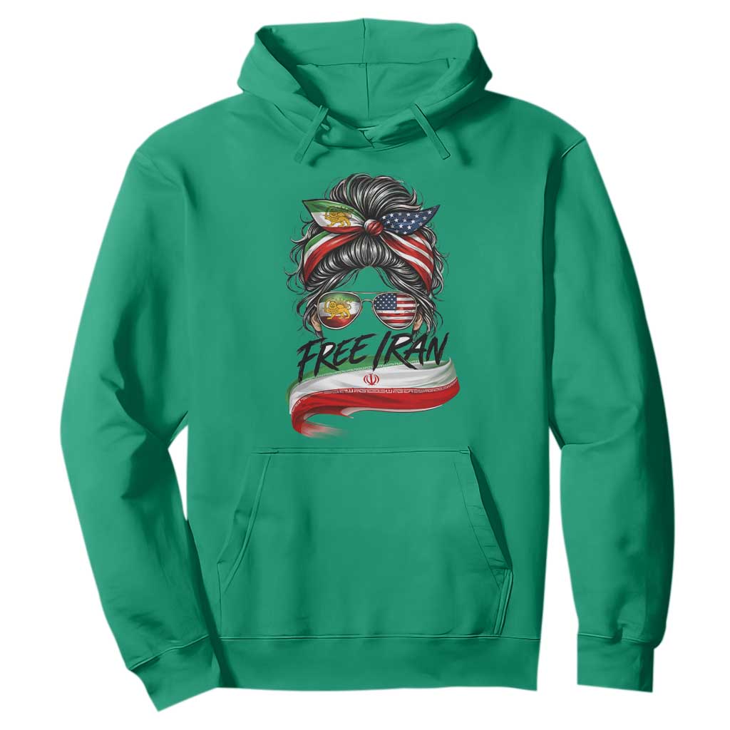 Free Iran Hoodie Persian American Pride Lion Sun Flag Messy Bun TS10 Irish Green Print Your Wear