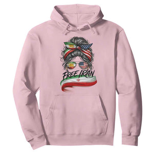 Free Iran Hoodie Persian American Pride Lion Sun Flag Messy Bun TS10 Light Pink Print Your Wear