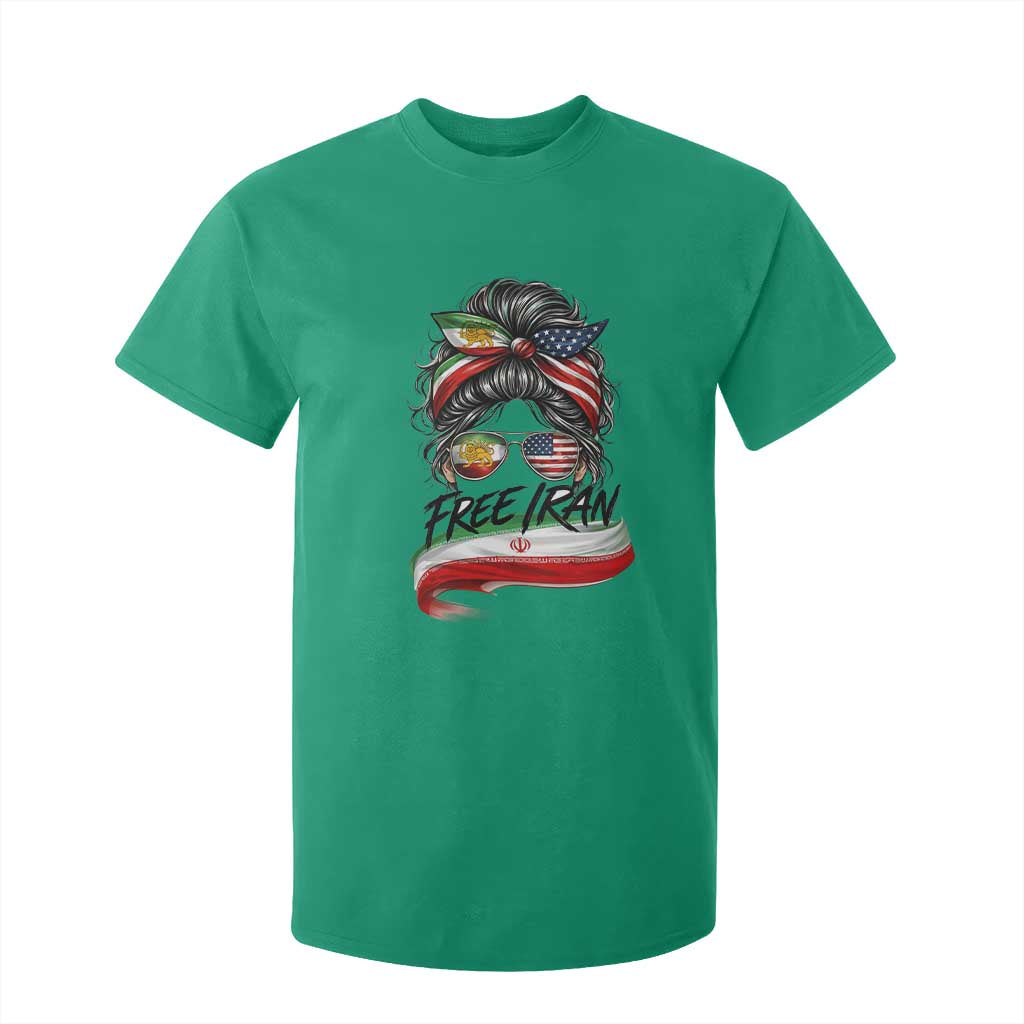 Free Iran T Shirt For Kid Persian American Pride Lion Sun Flag Messy Bun TS10 Irish Green Print Your Wear