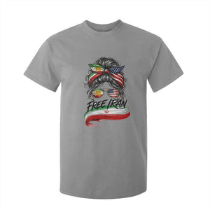 Free Iran T Shirt For Kid Persian American Pride Lion Sun Flag Messy Bun TS10 Sport Gray Print Your Wear