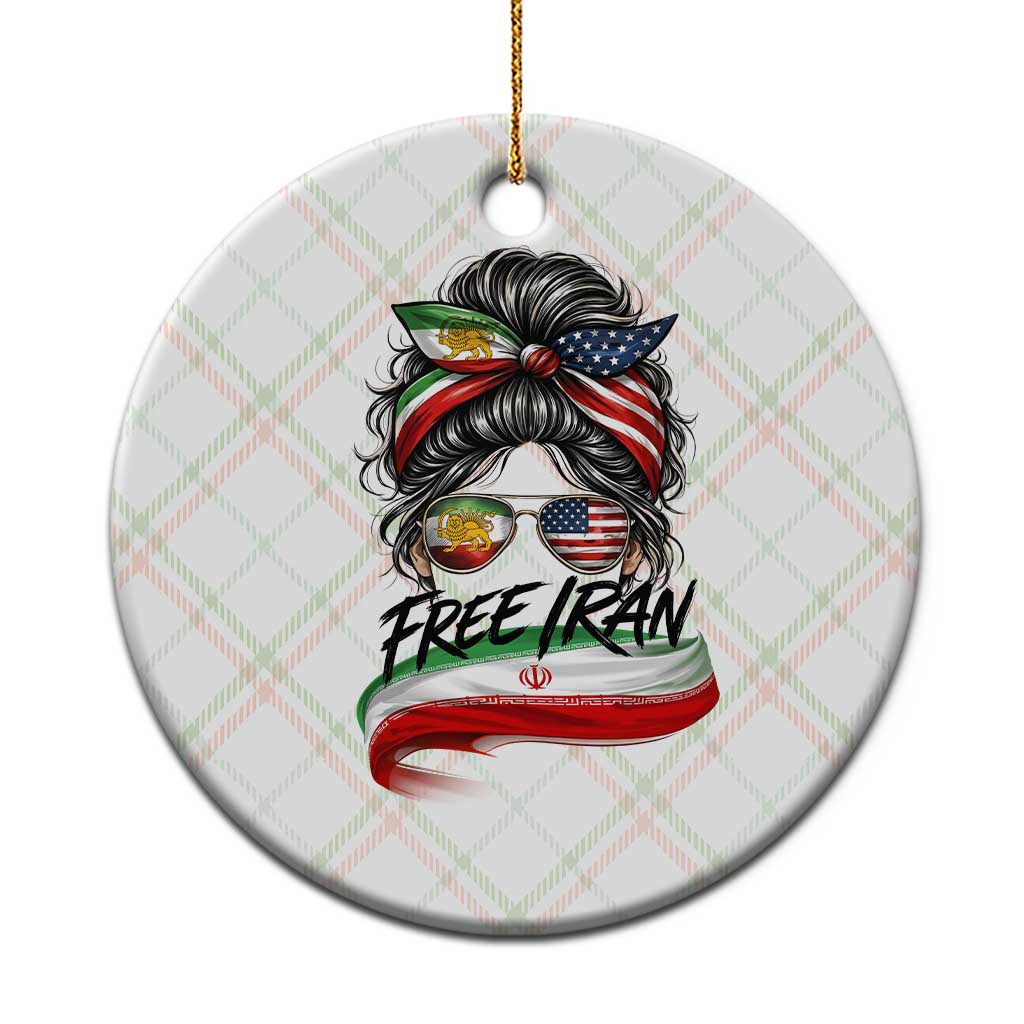 Free Iran Ceramic Ornament Persian American Pride Lion Sun Flag Messy Bun TS10 1pc Christmas Plaid Print Your Wear
