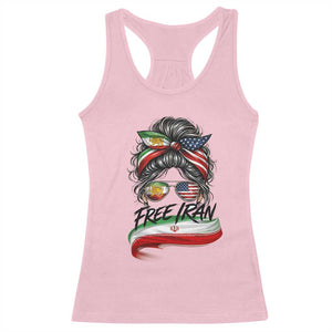 Free Iran Racerback Tank Top Persian American Pride Lion Sun Flag Messy Bun TS10 Light Pink Print Your Wear