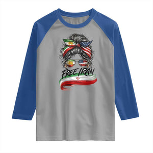 Free Iran Raglan Shirt Persian American Pride Lion Sun Flag Messy Bun TS10 Sport Gray Royal Print Your Wear