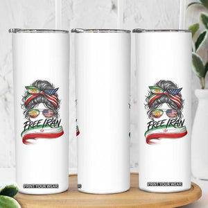 Free Iran Skinny Tumbler Persian American Pride Lion Sun Flag Messy Bun TS10 Print Your Wear