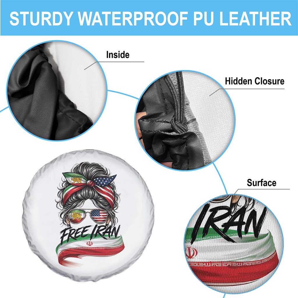 Free Iran Spare Tire Cover Persian American Pride Lion Sun Flag Messy Bun TS10 Print Your Wear