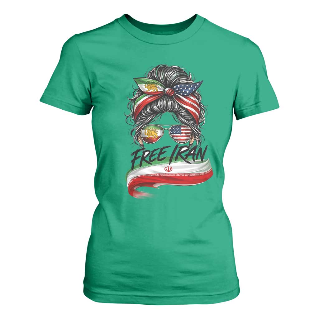 Free Iran T Shirt For Women Persian American Pride Lion Sun Flag Messy Bun TS10 Irish Green Print Your Wear