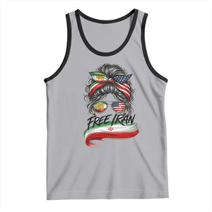 Free Iran Tank Top Persian American Pride Lion Sun Flag Messy Bun TS10 Athletic Heather Black Print Your Wear