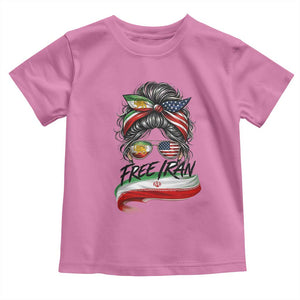 Free Iran Toddler T Shirt Persian American Pride Lion Sun Flag Messy Bun TS10 Azalea Print Your Wear
