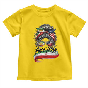 Free Iran Toddler T Shirt Persian American Pride Lion Sun Flag Messy Bun TS10 Daisy Print Your Wear