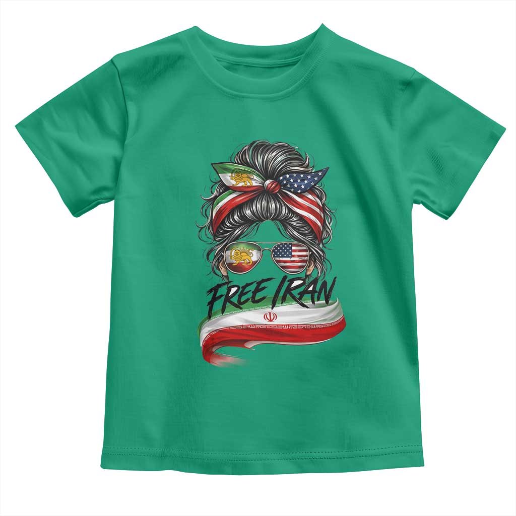 Free Iran Toddler T Shirt Persian American Pride Lion Sun Flag Messy Bun TS10 Irish Green Print Your Wear