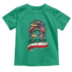 Free Iran Toddler T Shirt Persian American Pride Lion Sun Flag Messy Bun TS10 Irish Green Print Your Wear