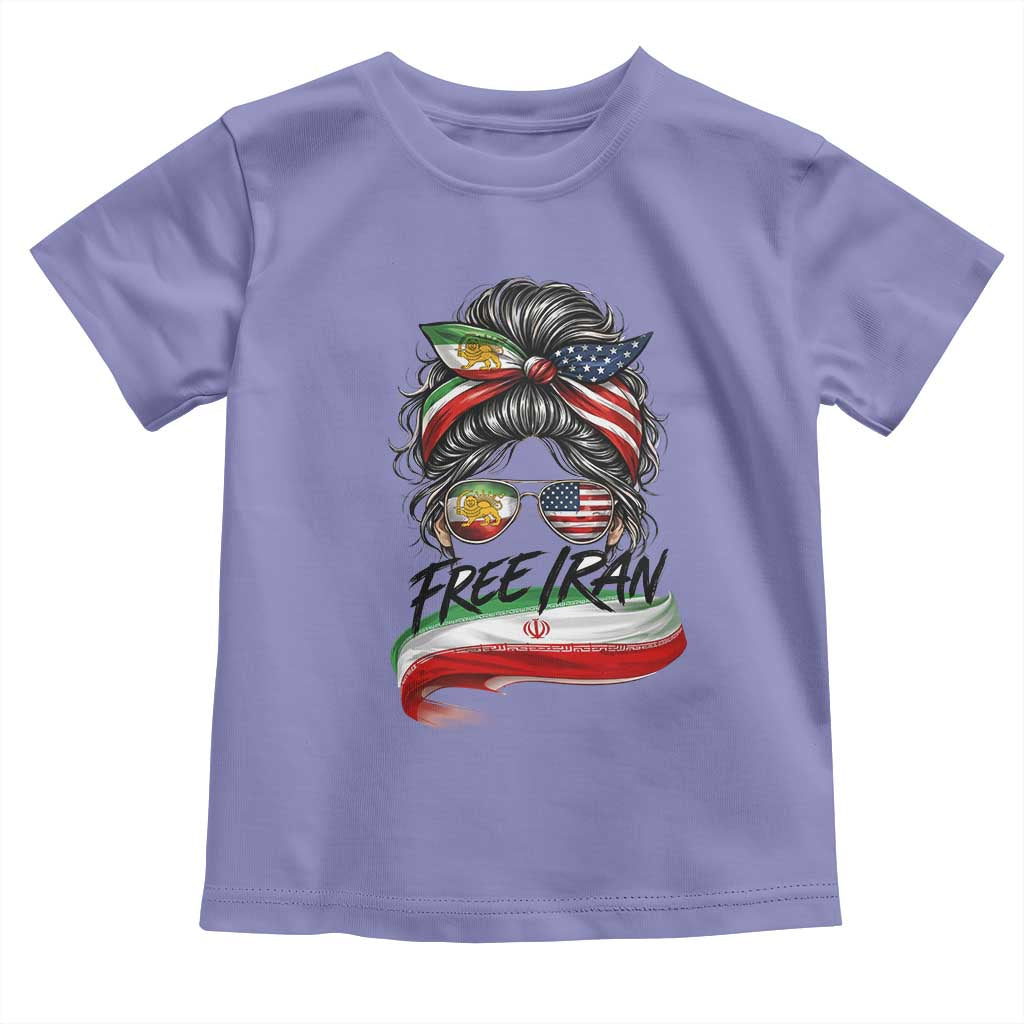 Free Iran Toddler T Shirt Persian American Pride Lion Sun Flag Messy Bun TS10 Violet Print Your Wear