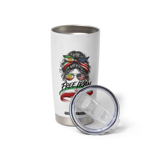 Free Iran Tumbler Cup Persian American Pride Lion Sun Flag Messy Bun TS10 Print Your Wear