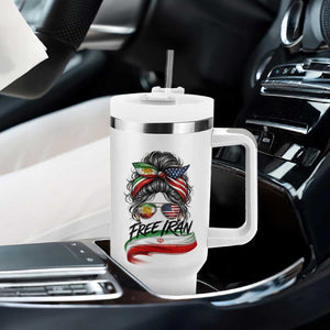 Free Iran Tumbler With Handle Persian American Pride Lion Sun Flag Messy Bun TS10 Print Your Wear