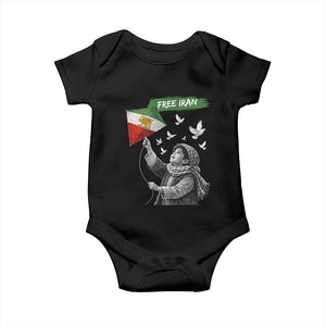Free Iran Baby Onesie - Lion And Sun Flag Persian Freedom Movement TS10 Black Print Your Wear