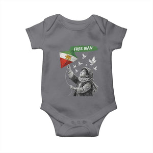 Free Iran Baby Onesie - Lion And Sun Flag Persian Freedom Movement TS10 Charcoal Print Your Wear