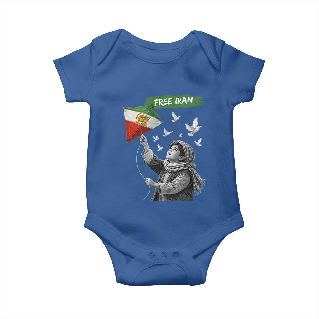 Free Iran Baby Onesie - Lion And Sun Flag Persian Freedom Movement TS10 Royal Blue Print Your Wear