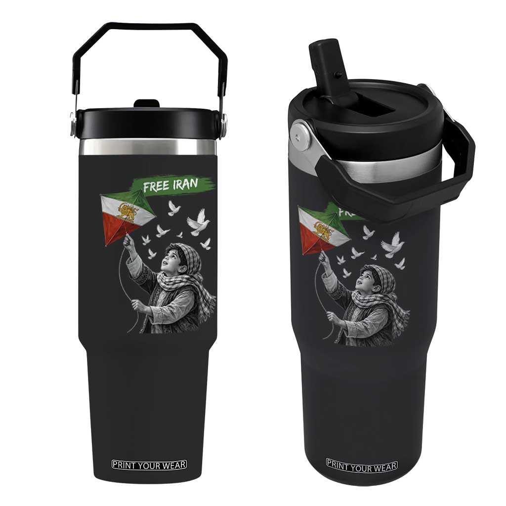 Free Iran Flip Straw Tumbler Lion And Sun Flag Persian Freedom Movement TS10 One Size: 30 oz Black Print Your Wear