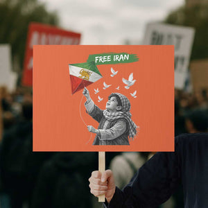 Free Iran Protest Sign Lion And Sun Flag Persian Freedom Movement TS10 Horizontal 18" × 24" Orange Print Your Wear