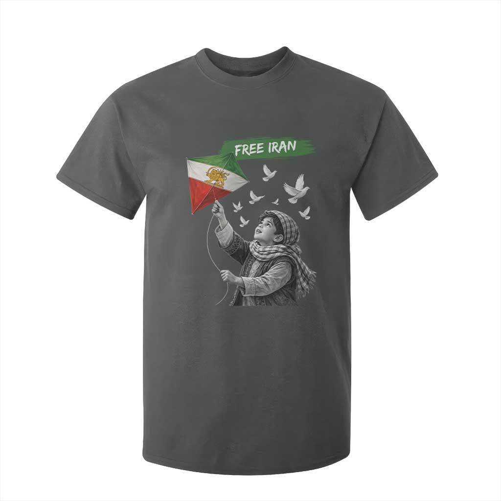 Free Iran T Shirt For Kid Lion And Sun Flag Persian Freedom Movement TS10 Dark Heather Print Your Wear