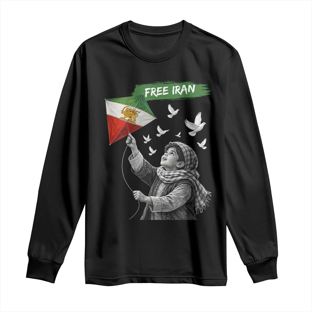 Free Iran Long Sleeve Shirt Lion And Sun Flag Persian Freedom Movement TS10 Black Print Your Wear
