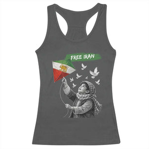 Free Iran Racerback Tank Top Lion And Sun Flag Persian Freedom Movement TS10 Dark Heather Print Your Wear