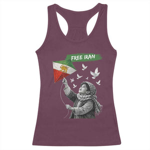 Free Iran Racerback Tank Top Lion And Sun Flag Persian Freedom Movement TS10 Maroon Print Your Wear