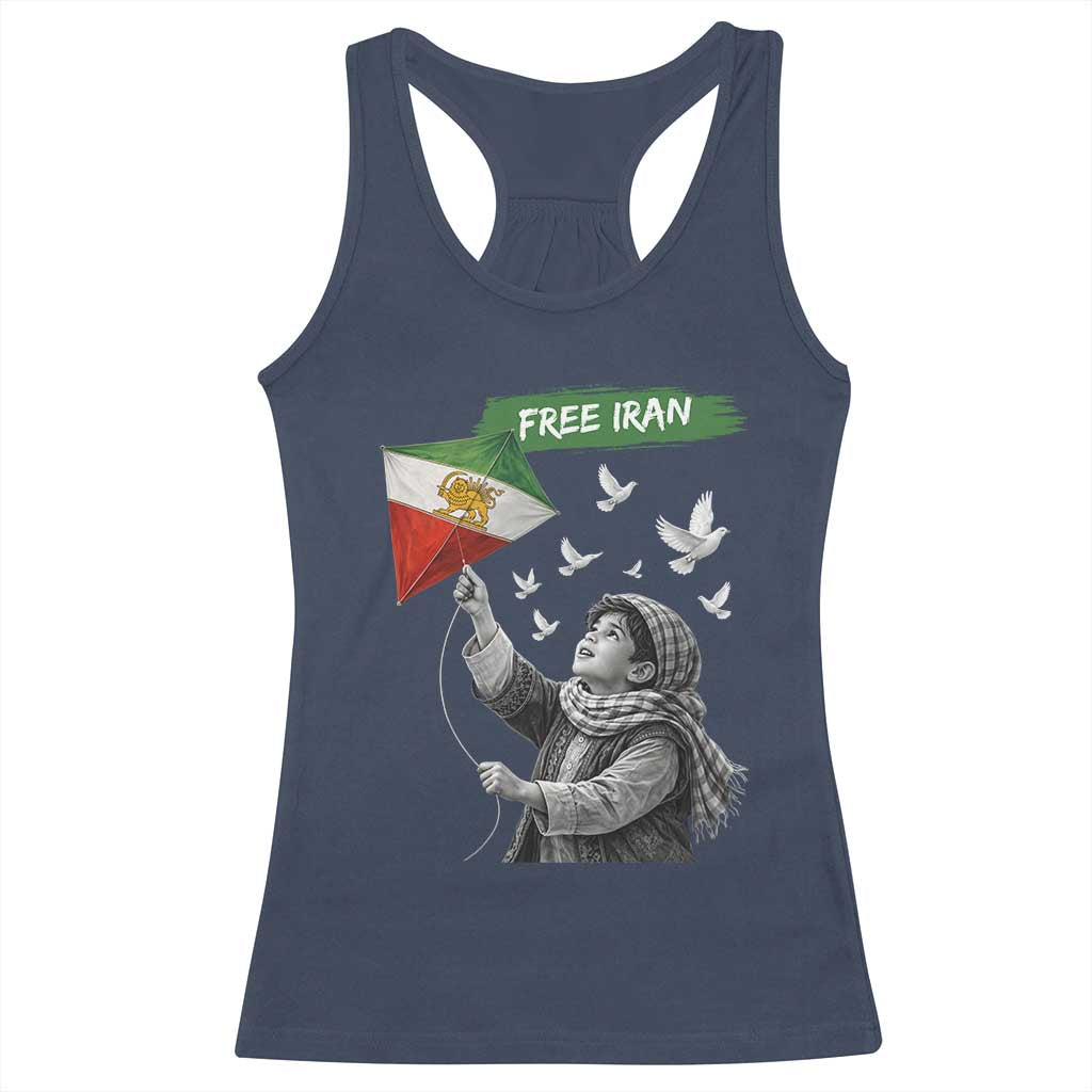 Free Iran Racerback Tank Top Lion And Sun Flag Persian Freedom Movement TS10 Navy Print Your Wear