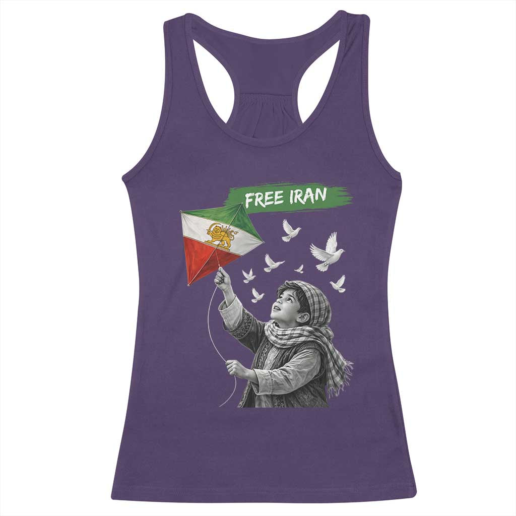 Free Iran Racerback Tank Top Lion And Sun Flag Persian Freedom Movement TS10 Purple Print Your Wear