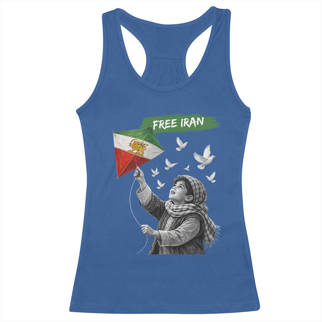 Free Iran Racerback Tank Top Lion And Sun Flag Persian Freedom Movement TS10 Royal Blue Print Your Wear