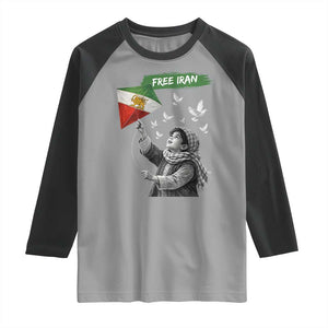 Free Iran Raglan Shirt Lion And Sun Flag Persian Freedom Movement TS10 Sport Gray Black Print Your Wear