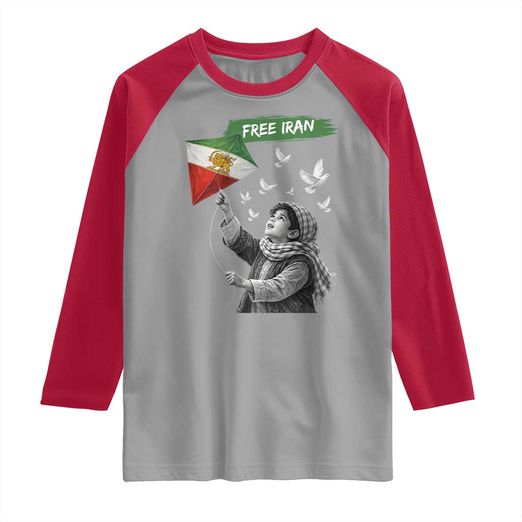 Free Iran Raglan Shirt Lion And Sun Flag Persian Freedom Movement TS10 Sport Gray Red Print Your Wear