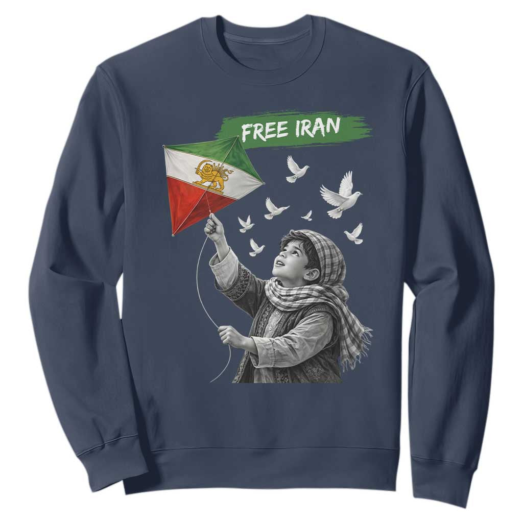 Free Iran Sweatshirt Lion And Sun Flag Persian Freedom Movement TS10 Navy Print Your Wear