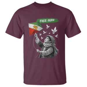 Free Iran T Shirt Lion And Sun Flag Persian Freedom Movement TS10 Maroon Print Your Wear
