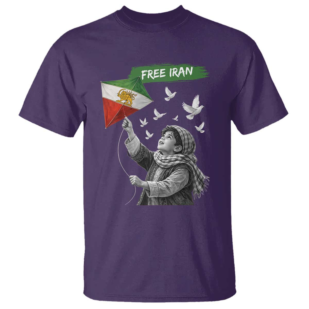Free Iran T Shirt Lion And Sun Flag Persian Freedom Movement TS10 Purple Print Your Wear