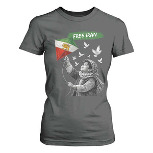 Free Iran T Shirt For Women Lion And Sun Flag Persian Freedom Movement TS10 Dark Heather Print Your Wear