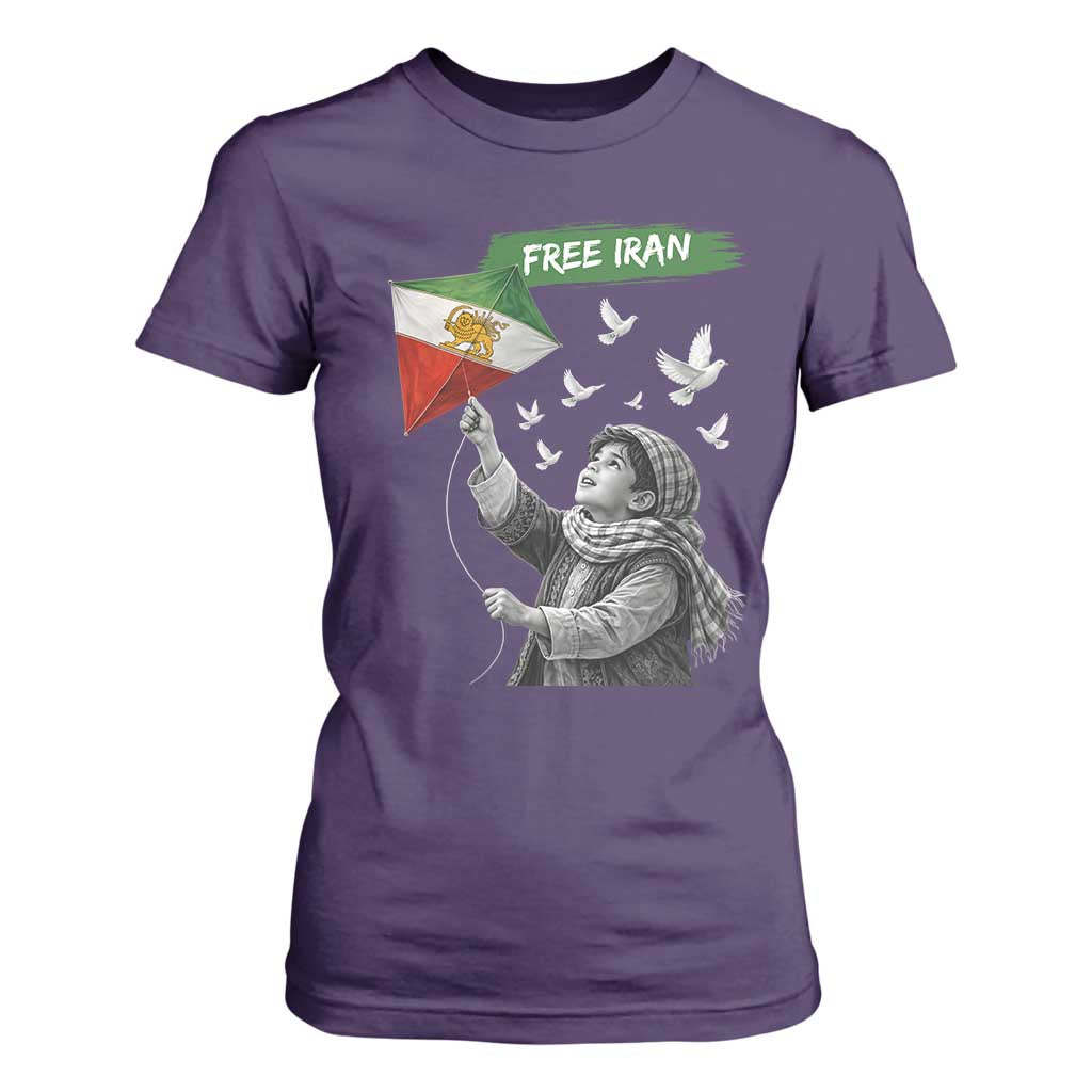 Free Iran T Shirt For Women Lion And Sun Flag Persian Freedom Movement TS10 Purple Print Your Wear