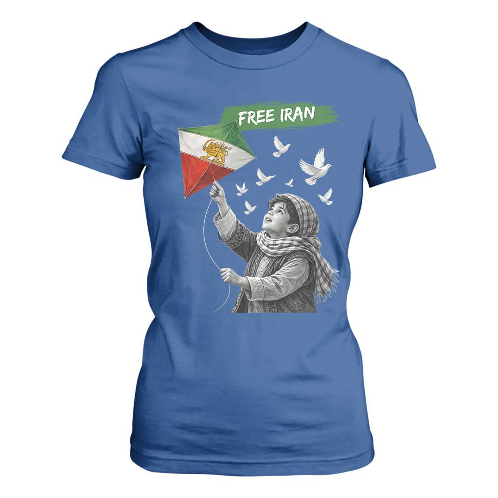 Free Iran T Shirt For Women Lion And Sun Flag Persian Freedom Movement TS10 Royal Blue Print Your Wear