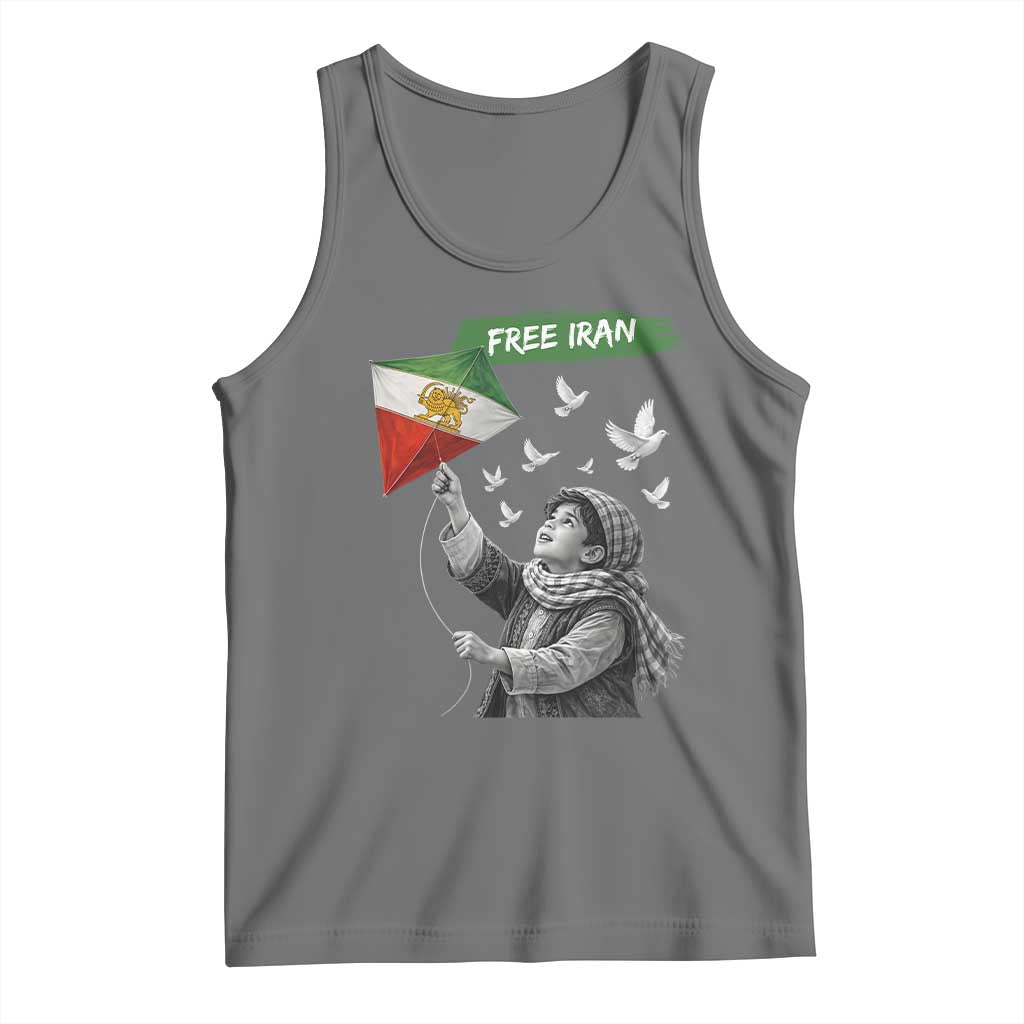 Free Iran Tank Top Lion And Sun Flag Persian Freedom Movement TS10 Black Heather Print Your Wear