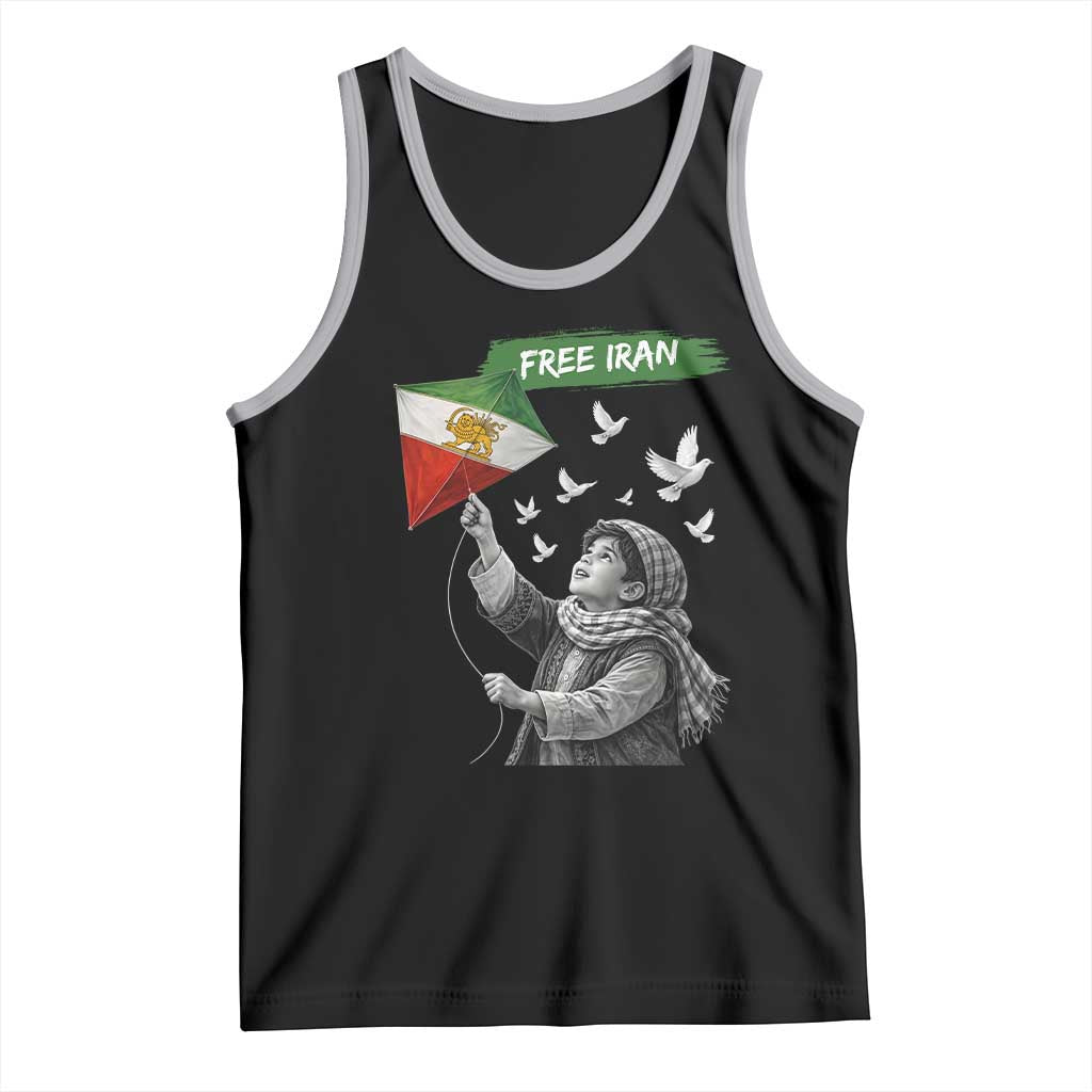 Free Iran Tank Top Lion And Sun Flag Persian Freedom Movement TS10 Black Athletic Heather Print Your Wear
