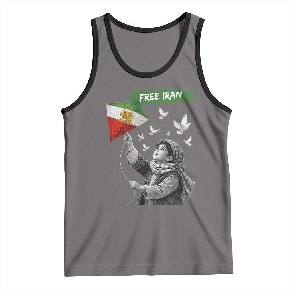 Free Iran Tank Top Lion And Sun Flag Persian Freedom Movement TS10 Deep Heather Black Print Your Wear