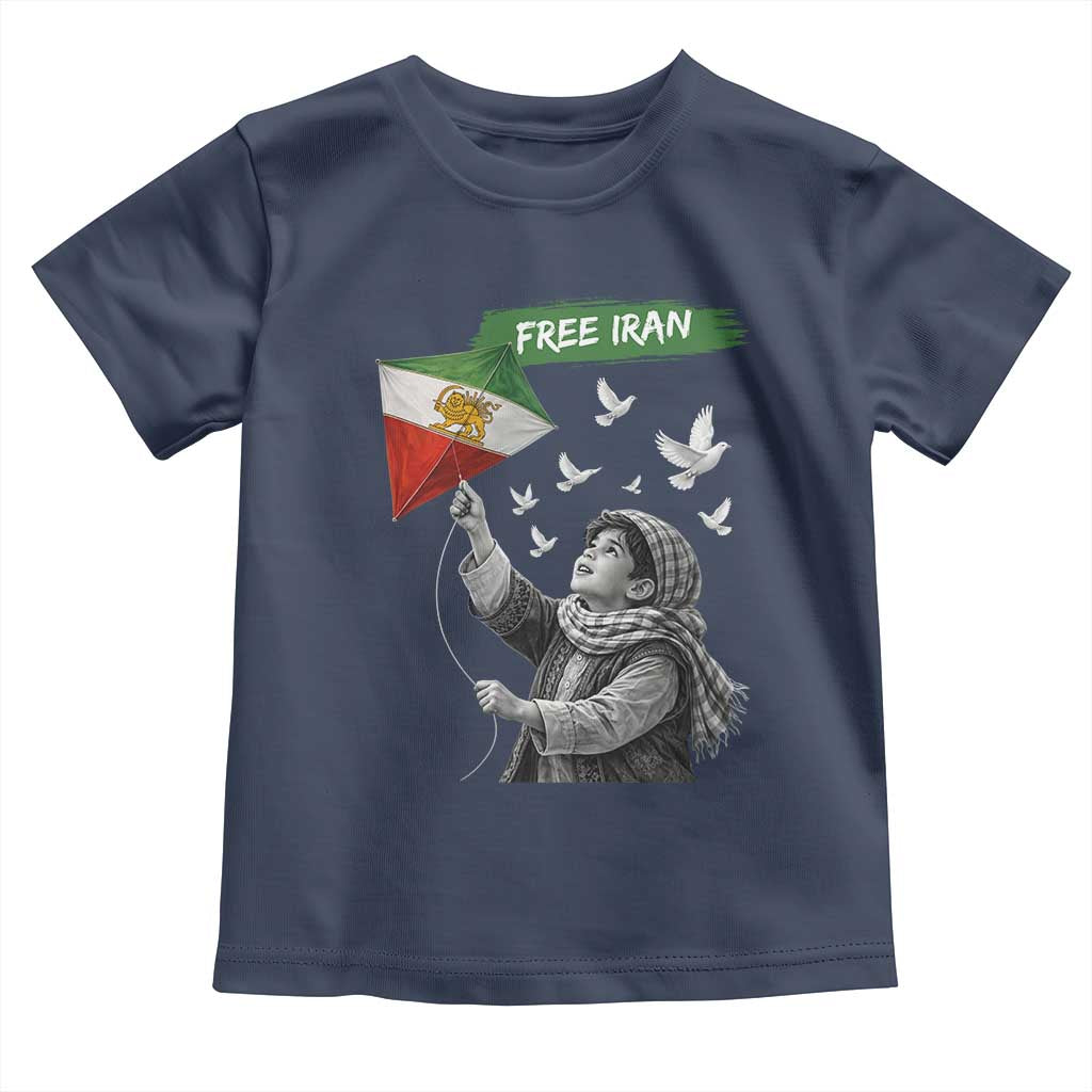 Free Iran Toddler T Shirt Lion And Sun Flag Persian Freedom Movement TS10 Navy Print Your Wear