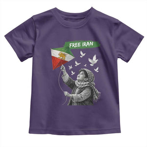Free Iran Toddler T Shirt Lion And Sun Flag Persian Freedom Movement TS10 Purple Print Your Wear