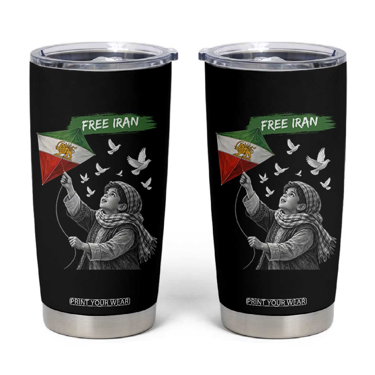 Free Iran Tumbler Cup Lion And Sun Flag Persian Freedom Movement TS10 Black Print Your Wear