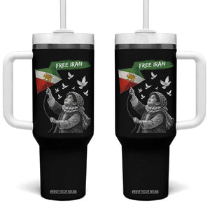 Free Iran Tumbler With Handle Lion And Sun Flag Persian Freedom Movement TS10 One Size: 40 oz Black Print Your Wear