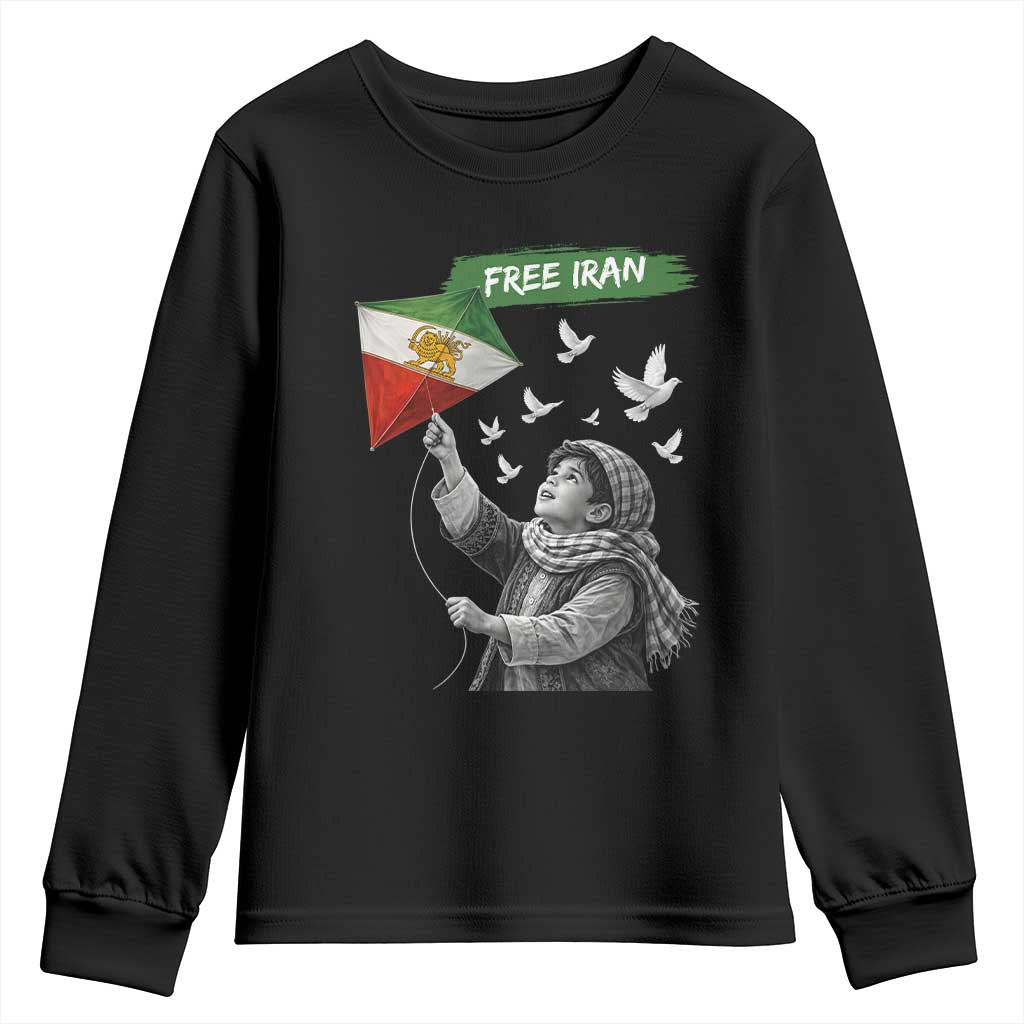 Free Iran Youth Sweatshirt Lion And Sun Flag Persian Freedom Movement TS10 Black Print Your Wear
