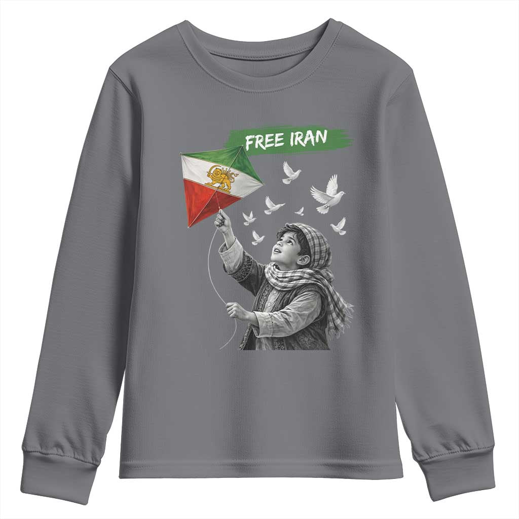 Free Iran Youth Sweatshirt Lion And Sun Flag Persian Freedom Movement TS10 Charcoal Print Your Wear