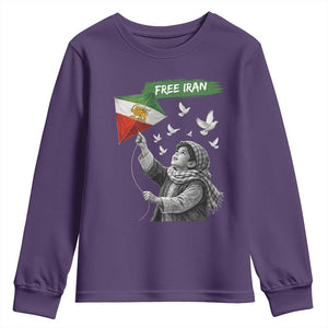 Free Iran Youth Sweatshirt Lion And Sun Flag Persian Freedom Movement TS10 Purple Print Your Wear