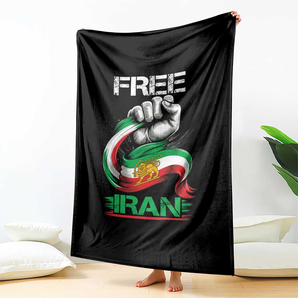 Free Iran Throw Blanket Iran Lion Sun Flag Fist TS10 Print Your Wear