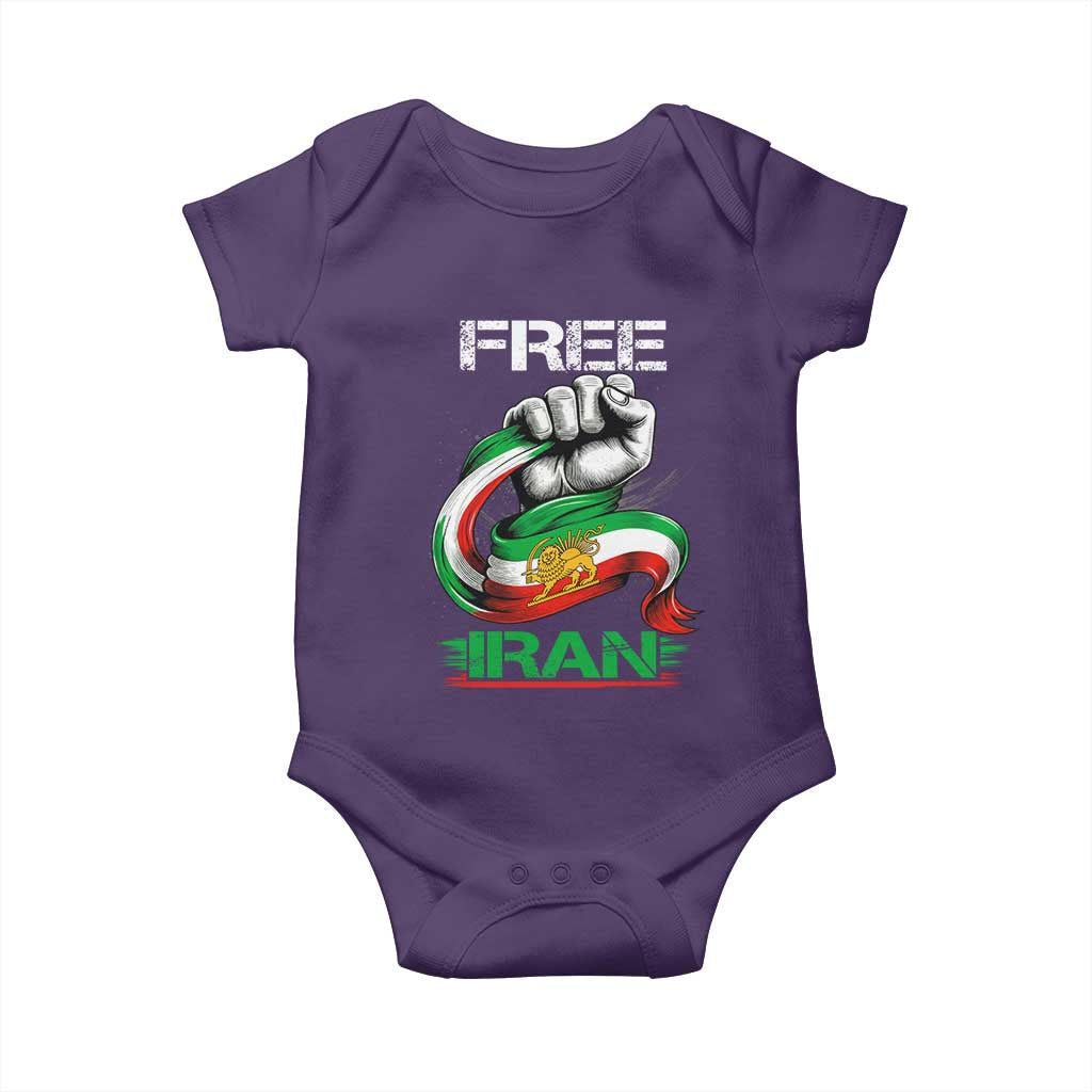 Free Iran Baby Onesie Iran Lion Sun Flag Fist TS10 Purple Print Your Wear